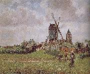 Camille Pissarro Belgium, a large windmill oil painting on canvas